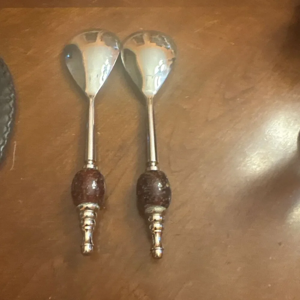 Beaded Salad Serving Utensils Red Spoon